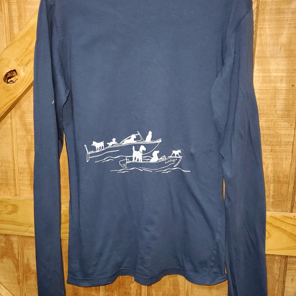 Barkology Youth Shirt Size Medium Blue Yacht Sailboat Graphic Print Long Sleeve